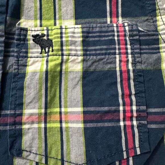Abercrombie kids boys plaid shirt Boys Medium blue green pink - Picture 2 of 4